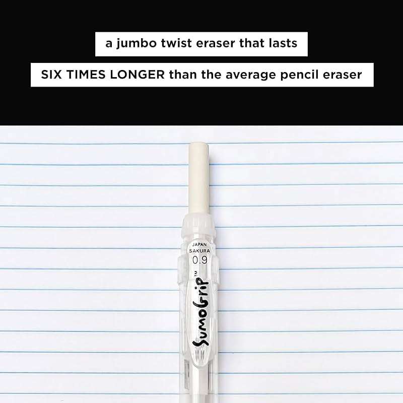 SAKURA 50280 SumoGrip 0.9-mm Pencil with Eraser, Clear - Image 5