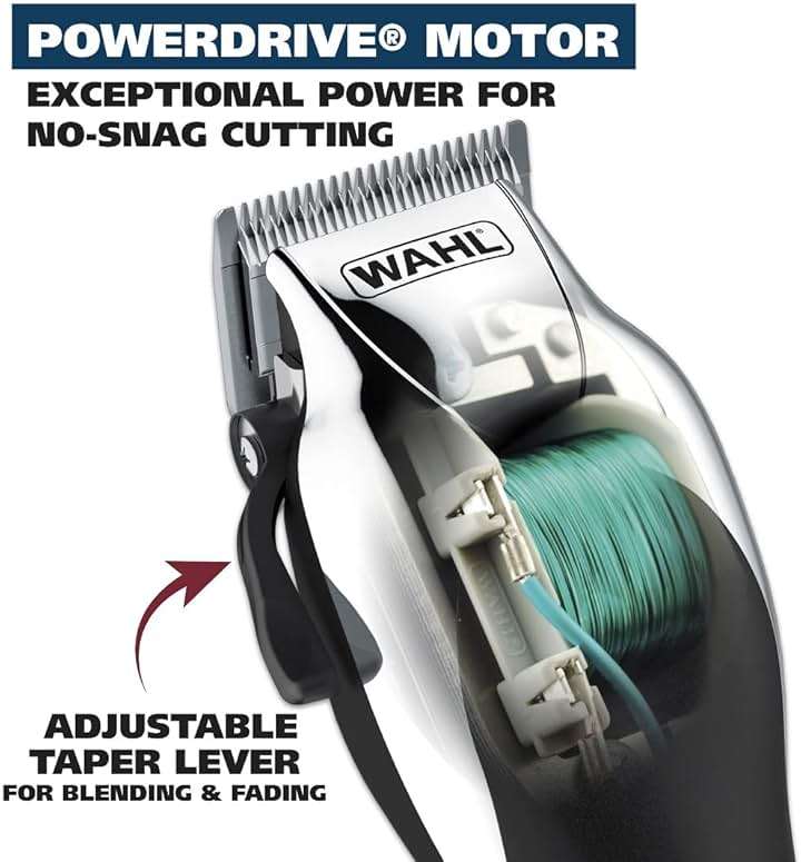 Wahl USA Chrome Pro Corded Clipper Complete Haircutting Kit for Men – Powerful Total Hair Clipping, Beard Trimming, & Grooming - Model 3024635 - Image 5