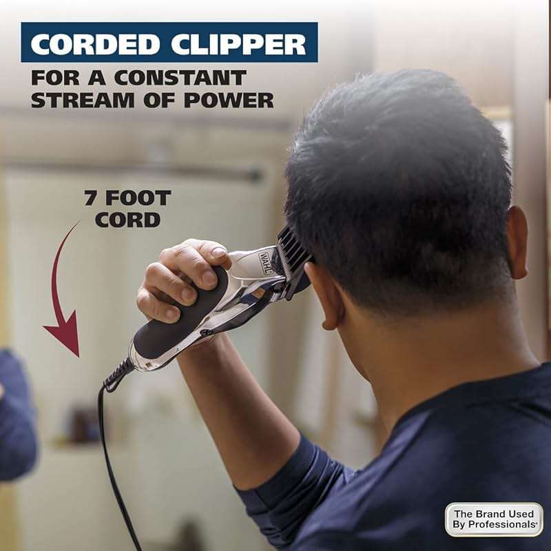 Wahl USA Chrome Pro Corded Clipper Complete Haircutting Kit for Men – Powerful Total Hair Clipping, Beard Trimming, & Grooming - Model 3024635 - Image 6