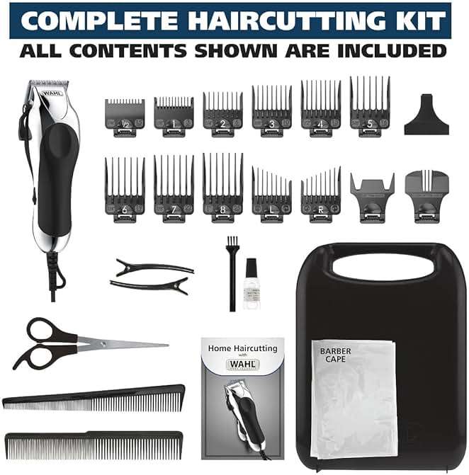 Wahl USA Chrome Pro Corded Clipper Complete Haircutting Kit for Men – Powerful Total Hair Clipping, Beard Trimming, & Grooming - Model 3024635 - Image 7
