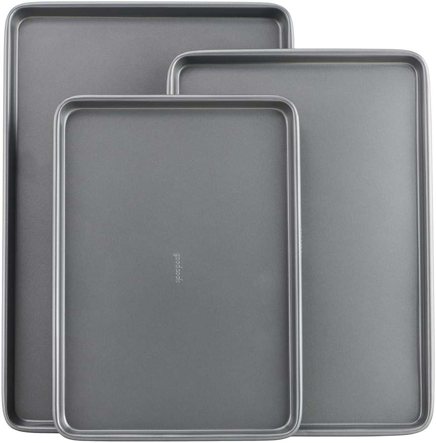 GoodCook Everyday Nonstick Baking Sheet Set, 3 Pack Includes Small (13×9) Medium (15×1) and Large (17×11) Pans Carbon Steel Construction Cookie Sheets Bakeware Set, Gray - Image 1