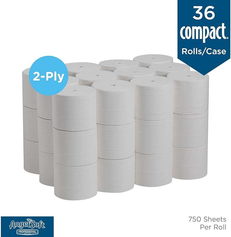 Angel Soft Professional Series Compact Premium Embossed Coreless 2-Ply High-Capacity Toilet Paper by GP PRO, White, 19371, 750 Sheets Per Roll, 36 Rolls Per Case - Image 2