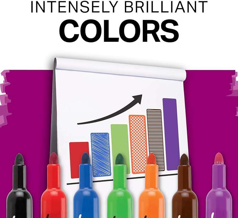 Sharpie Flip Chart Markers, Bullet Tip, Assorted Colors, Low-Odor, Squeak-Free, 8 Count - Office Presentation, Back to School, Teacher Supplies - Image 5