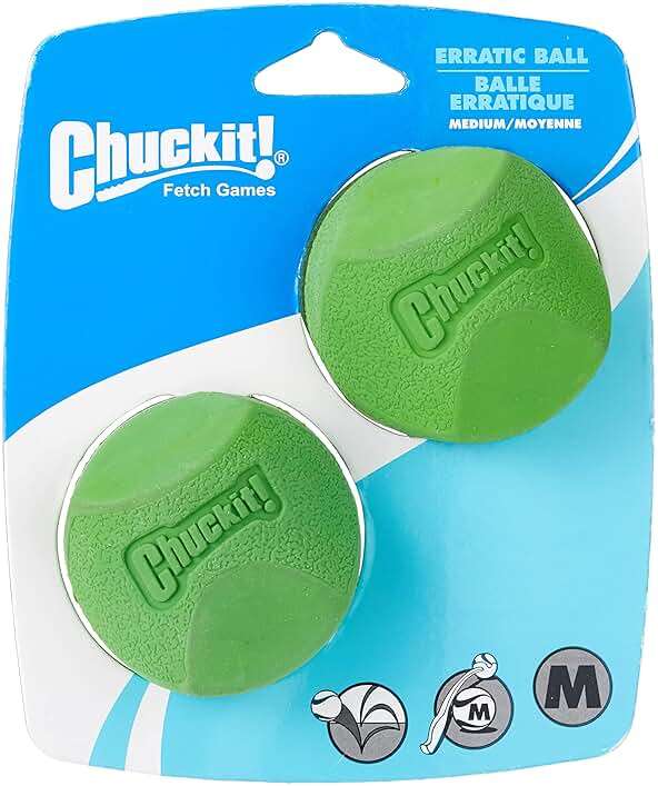 Chuckit! Erratic Ball Dog Toy, Medium (2.5 Inch), Pack of 2 Indoor and Outdoor Dog Toy - Image 1