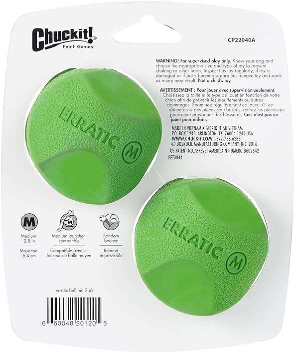 Chuckit! Erratic Ball Dog Toy, Medium (2.5 Inch), Pack of 2 Indoor and Outdoor Dog Toy - Image 3