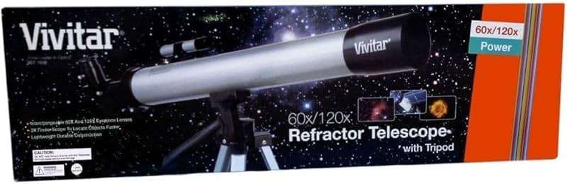 Vivitar TEL50600 60X/120X Telescope Refractor with Tripod (Black) - Image 2