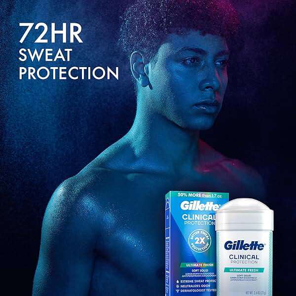 Gillette Clinical Antiperspirant and Deodorant for Men, 72hr Sweat & Odor Protection, Long Lasting Freshness, Anti-White Mark Technology, Gentle on Skin, Soft Solid, Ultimate Fresh Scent, 2.6 oz - Image 3
