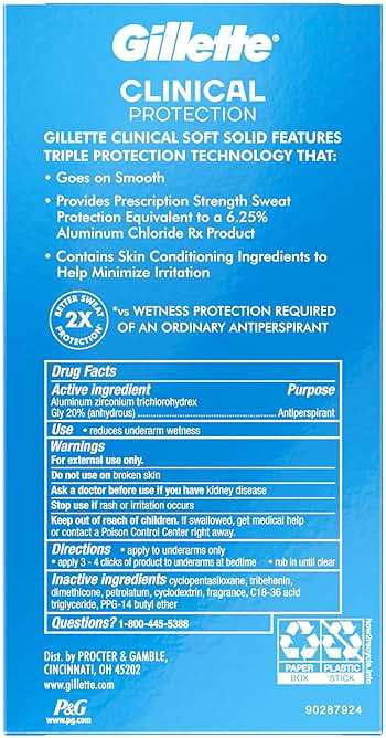 Gillette Clinical Antiperspirant and Deodorant for Men, 72hr Sweat & Odor Protection, Long Lasting Freshness, Anti-White Mark Technology, Gentle on Skin, Soft Solid, Ultimate Fresh Scent, 2.6 oz - Image 10