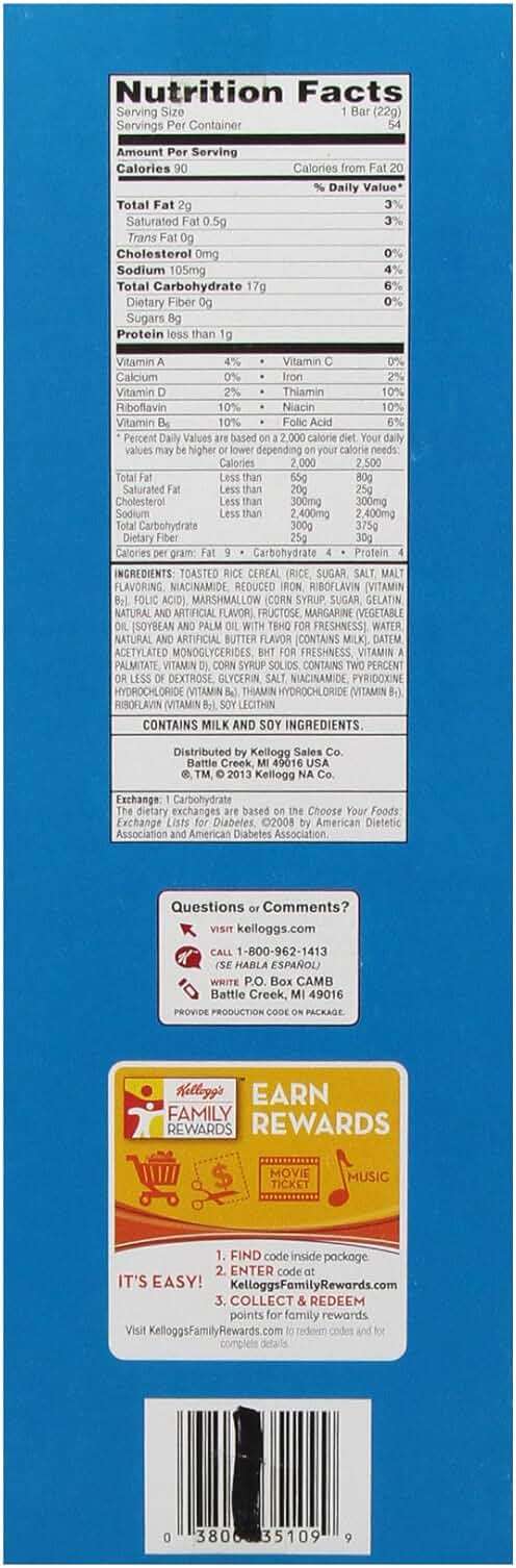 Kellogg's Rice Krispies Treats Original Crispy Marshmallow Squares .78 oz Bars - 54 Bars - Image 2