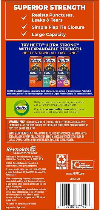 Hefty Easy Flaps Multipurpose Large Trash Bags, 30 Gallon, 40 Count - Image 2