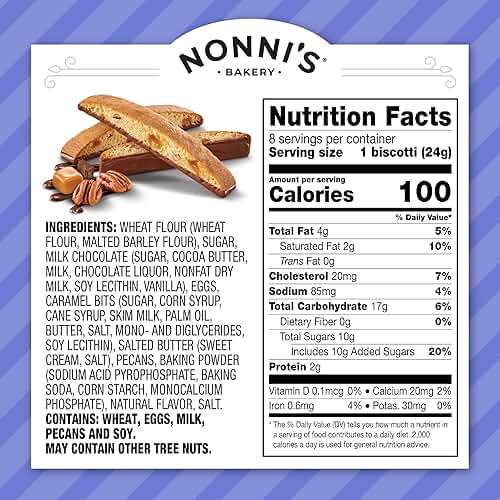 Nonni's Turtle Pecan Biscotti, Individually Wrapped Italian Cookie Snacks, 8 Servings (Pack of 1) - Image 2