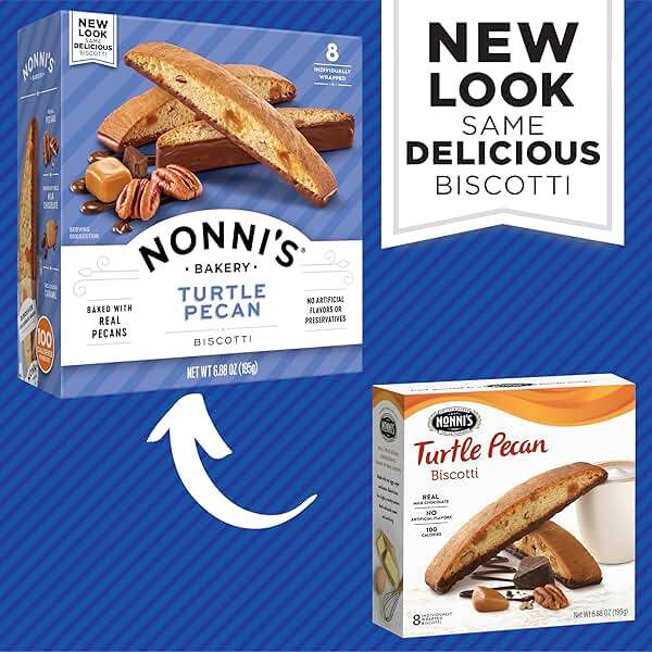 Nonni's Turtle Pecan Biscotti, Individually Wrapped Italian Cookie Snacks, 8 Servings (Pack of 1) - Image 3