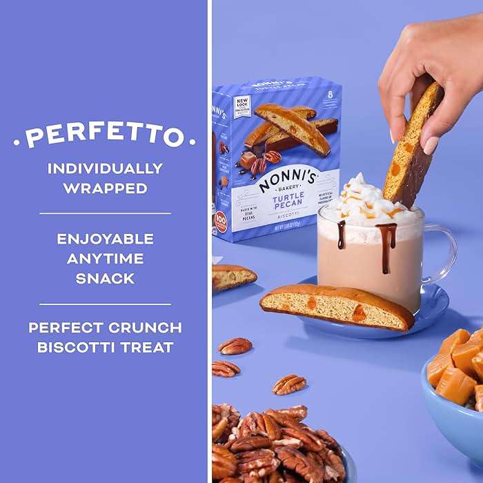 Nonni's Turtle Pecan Biscotti, Individually Wrapped Italian Cookie Snacks, 8 Servings (Pack of 1) - Image 5