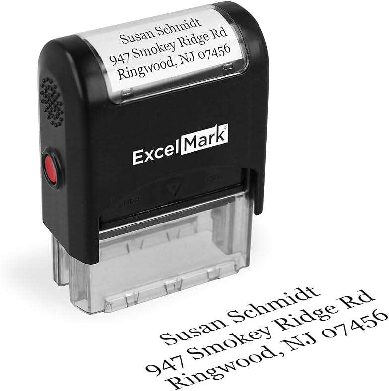 ExcelMark Custom Stamp – Clear & Crisp Impressions – Personalized Self-Inking Rubber Stamp – Use for Address Stamp and More (Small) - Image 1