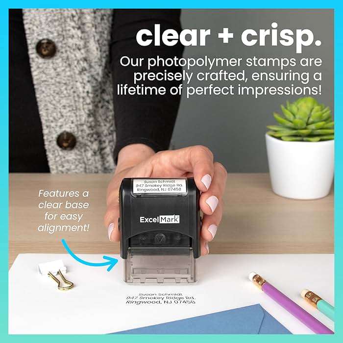 ExcelMark Custom Stamp – Clear & Crisp Impressions – Personalized Self-Inking Rubber Stamp – Use for Address Stamp and More (Small) - Image 2