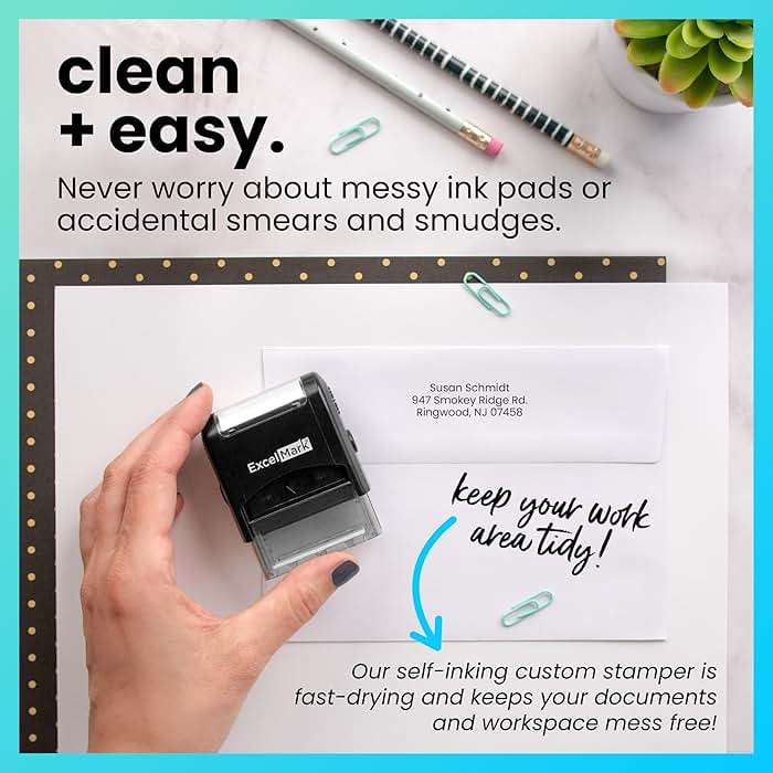 ExcelMark Custom Stamp – Clear & Crisp Impressions – Personalized Self-Inking Rubber Stamp – Use for Address Stamp and More (Small) - Image 3