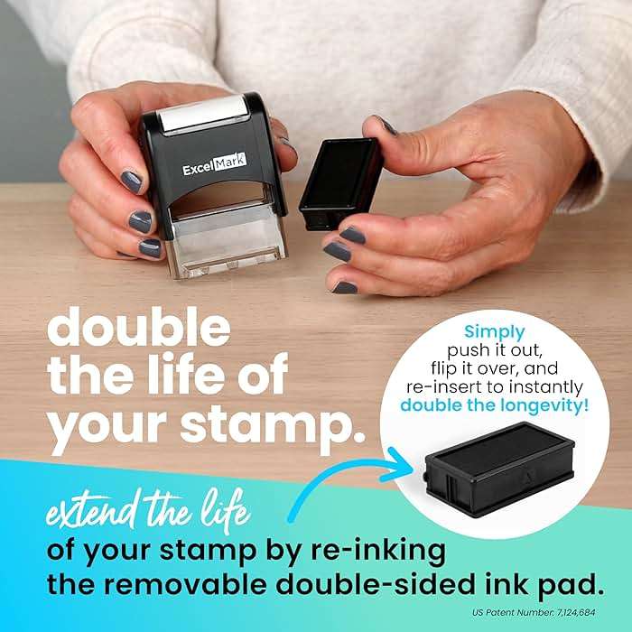 ExcelMark Custom Stamp – Clear & Crisp Impressions – Personalized Self-Inking Rubber Stamp – Use for Address Stamp and More (Small) - Image 6