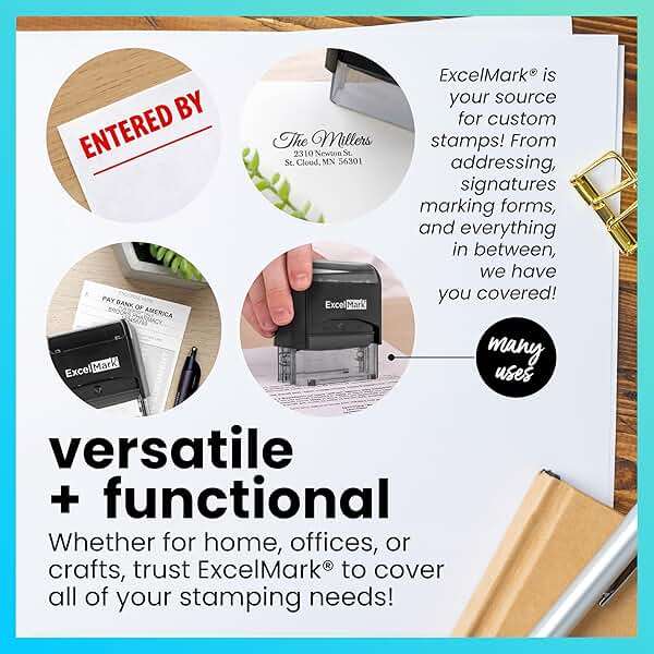 ExcelMark Custom Stamp – Clear & Crisp Impressions – Personalized Self-Inking Rubber Stamp – Use for Address Stamp and More (Small) - Image 8