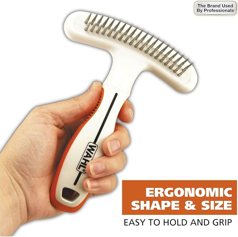 Wahl 2-in-1 Combination Double Row Pet Rake with Hair Shedding Blade for Dog or Cat Fur by The Brand Used by Professionals – Model 858424 - Image 5
