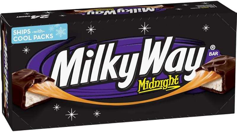 MILKY WAY Dark Chocolate Candy Bars, Midnight Dark, Full Size, 1.76 oz (Pack of 24) Chocolate Bars Bulk - Image 1