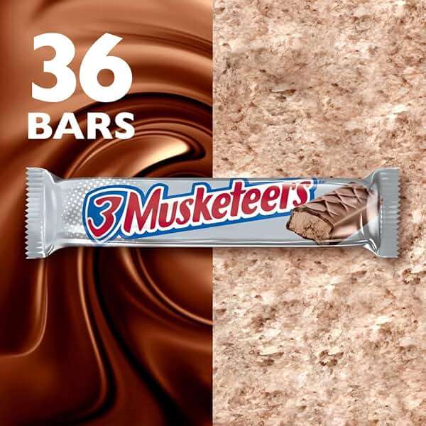 3 MUSKETEERS Milk Chocolate Candy Bars, Full Size, 36 Ct Bulk Candy Box - Image 3