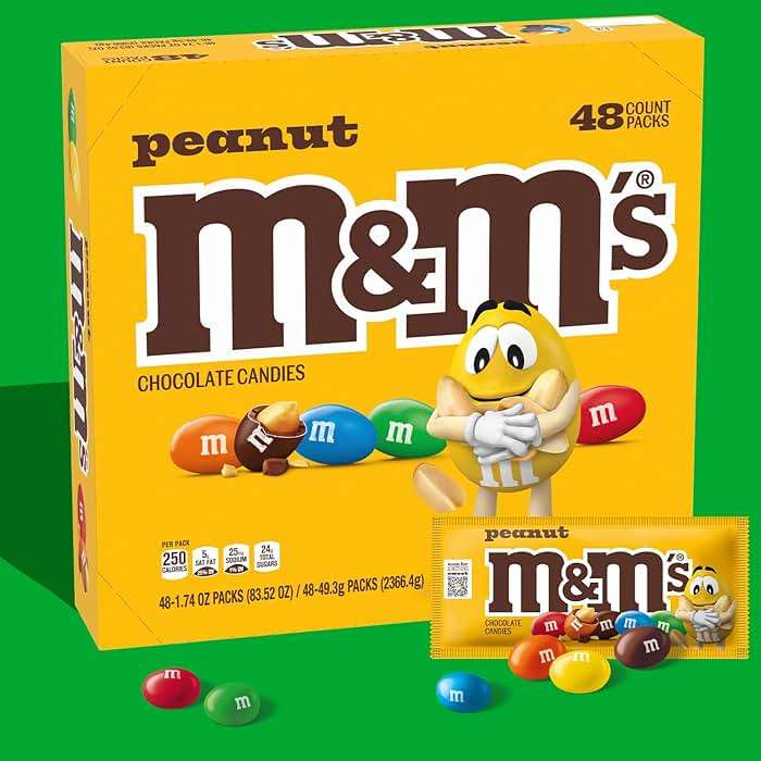 M&M'S Peanut Chocolate Candy, Full Size 1.74 oz Bag, Pack of 48 Bulk Candy Chocolate - Image 2