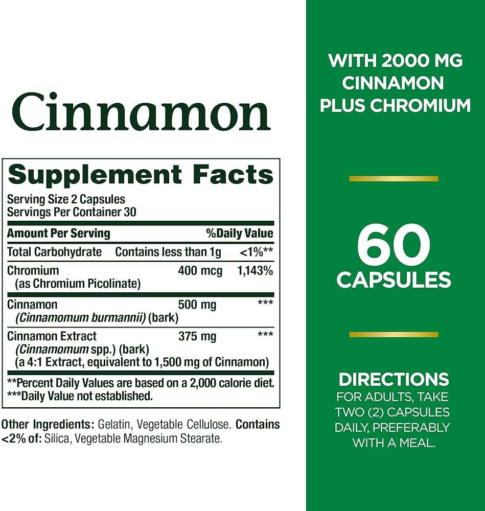 Nature's Bounty Cinnamon Plus Chromium Capsules, 60 Count - Image 2
