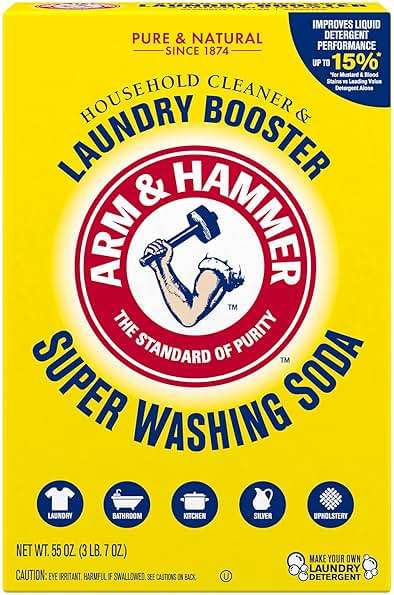 ARM & HAMMER Super Washing Soda Household Cleaner and Laundry Booster, 55 oz Box - Image 2