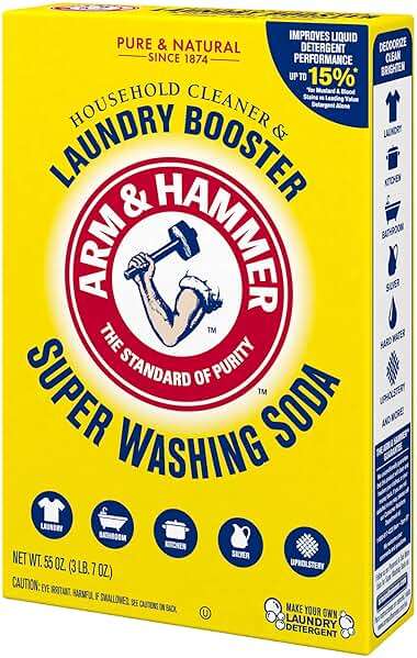 ARM & HAMMER Super Washing Soda Household Cleaner and Laundry Booster, 55 oz Box - Image 14