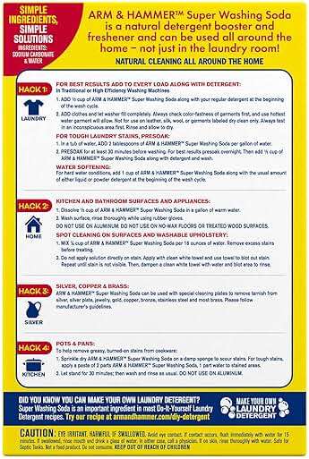 ARM & HAMMER Super Washing Soda Household Cleaner and Laundry Booster, 55 oz Box - Image 3