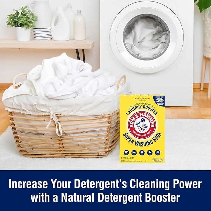 ARM & HAMMER Super Washing Soda Household Cleaner and Laundry Booster, 55 oz Box - Image 5