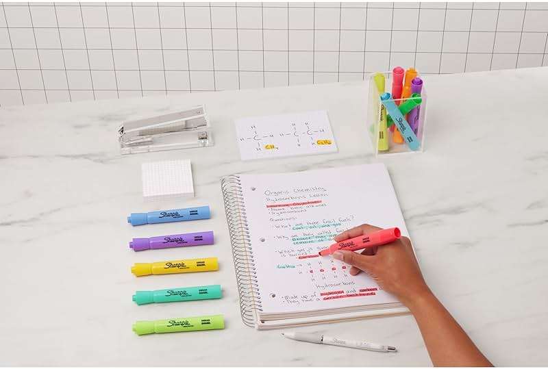 Sharpie Tank Highlighters, Chisel Tip, Assorted Fluorescent, Six Assorted Colors, 12 Count - Back to School, Office, Teacher Supplies - Image 2