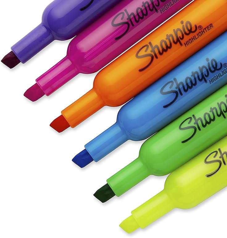 Sharpie Tank Highlighters, Chisel Tip, Assorted Fluorescent, Six Assorted Colors, 12 Count - Back to School, Office, Teacher Supplies - Image 4