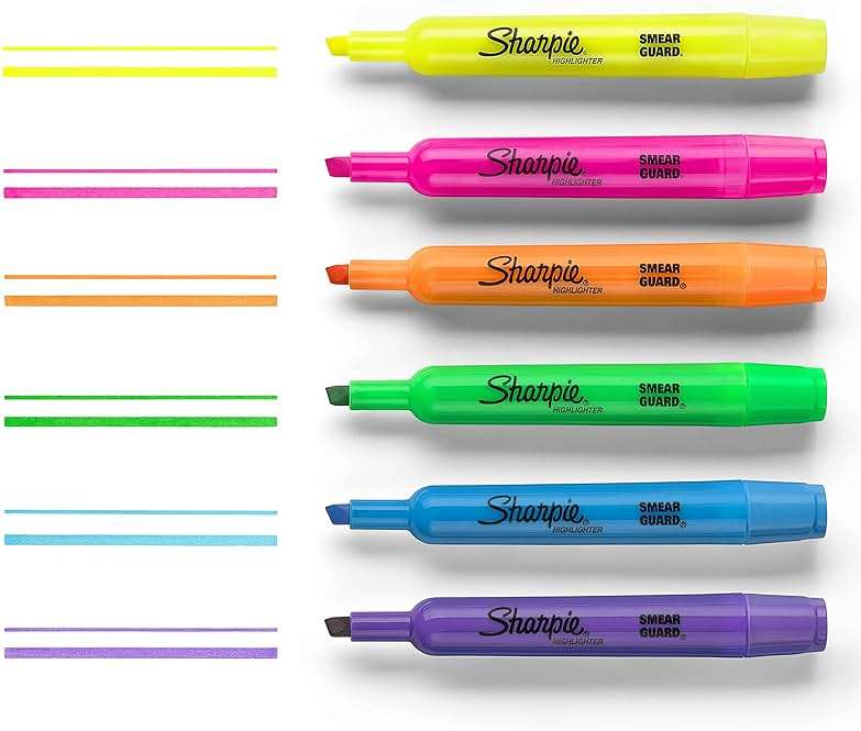 Sharpie Tank Highlighters, Chisel Tip, Assorted Fluorescent, Six Assorted Colors, 12 Count - Back to School, Office, Teacher Supplies - Image 8