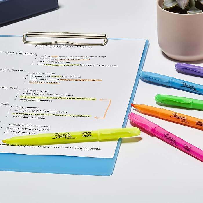 Sharpie Pocket Highlighters, Chisel Tip, Quick Dry, Assorted Fluorescent Colors, 12 Count - For Studying, Note-Taking, School, College, Office, Student & Teacher Supplies - Image 2