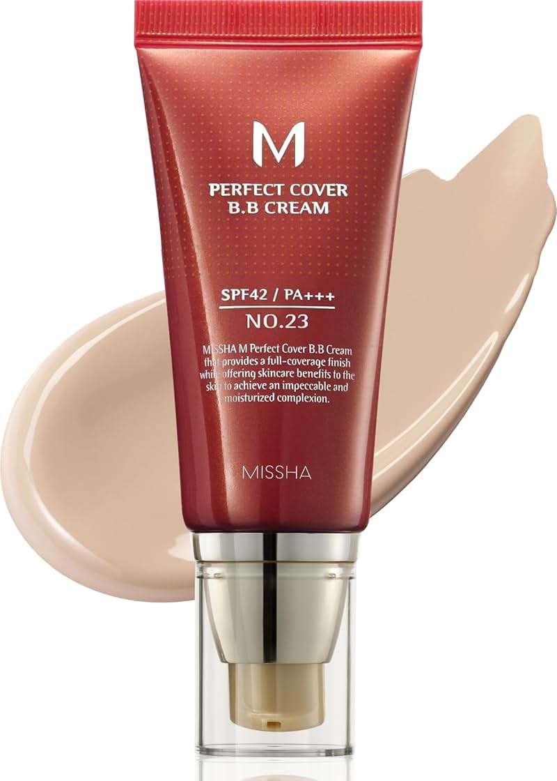 MISSHA M Perfect Cover BB Cream No.23 Natural Beige -Light/Medium with Cool/Neutral Undertone SPF 42 PA +++ 1.69 Fl Oz - Tinted Moisturizer for face with SPF - Image 1