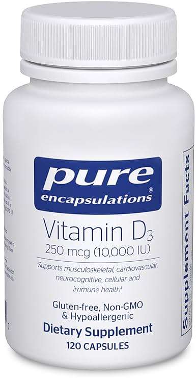 Pure Encapsulations Vitamin D3 250 mcg (10,000 IU) - Supplement to Support Bone, Joint, Breast, Heart, Colon & Immune Health* - with Premium Vitamin D - 120 Capsules - Image 1