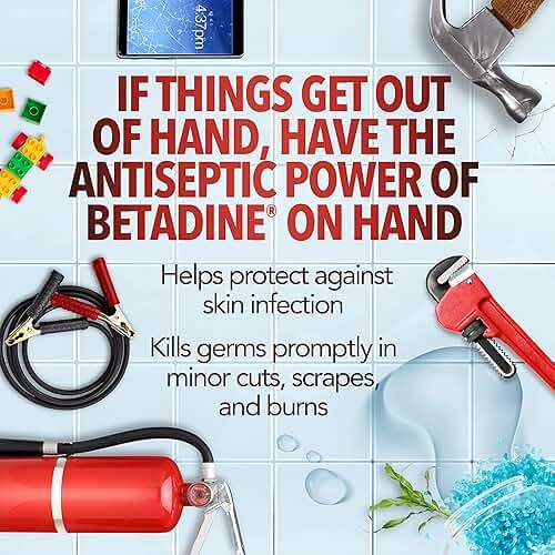 Betadine Antiseptic First Aid Solution, Povidone-Iodine 10%, Infection Protection, Kills Germs in Minor Cuts Scrapes and Burns, No Sting Promise, No Alcohol or Hydrogen Peroxide, 8 FL OZ - Image 3