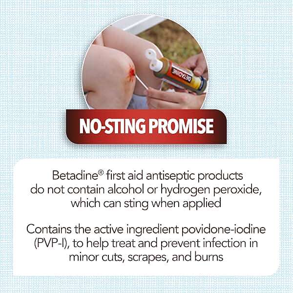 Betadine Antiseptic First Aid Solution, Povidone-Iodine 10%, Infection Protection, Kills Germs in Minor Cuts Scrapes and Burns, No Sting Promise, No Alcohol or Hydrogen Peroxide, 8 FL OZ - Image 4