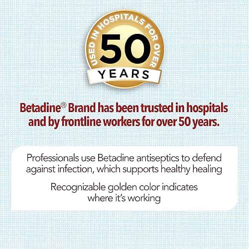 Betadine Antiseptic First Aid Solution, Povidone-Iodine 10%, Infection Protection, Kills Germs in Minor Cuts Scrapes and Burns, No Sting Promise, No Alcohol or Hydrogen Peroxide, 8 FL OZ - Image 5