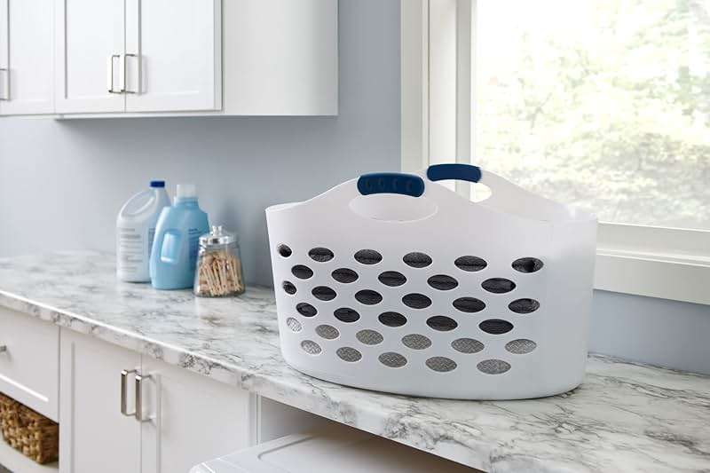 Rubbermaid 1.5 Bushel Capacity Durable Versatile Flex N Carry Portable Flexible Laundry Basket With Convenient Carrying Handles, White, Organization and Storage for Laundry/Garage/Home - Image 2