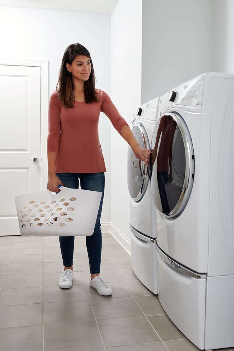Rubbermaid 1.5 Bushel Capacity Durable Versatile Flex N Carry Portable Flexible Laundry Basket With Convenient Carrying Handles, White, Organization and Storage for Laundry/Garage/Home - Image 11
