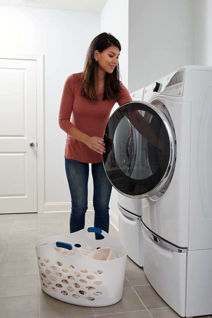 Rubbermaid 1.5 Bushel Capacity Durable Versatile Flex N Carry Portable Flexible Laundry Basket With Convenient Carrying Handles, White, Organization and Storage for Laundry/Garage/Home - Image 12