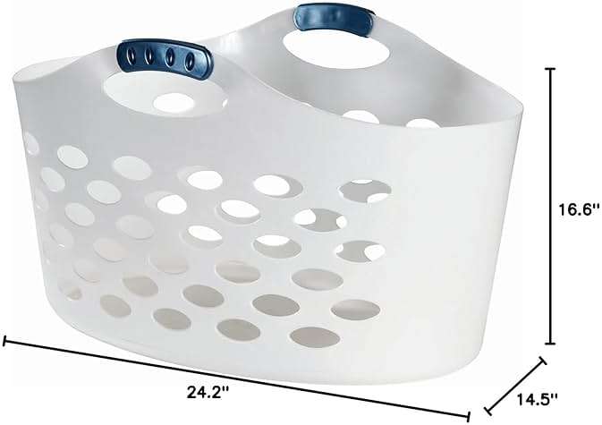 Rubbermaid 1.5 Bushel Capacity Durable Versatile Flex N Carry Portable Flexible Laundry Basket With Convenient Carrying Handles, White, Organization and Storage for Laundry/Garage/Home - Image 3