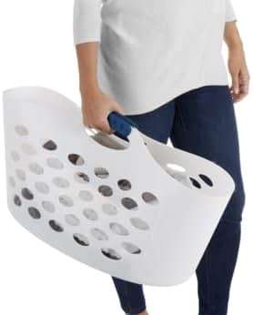Rubbermaid 1.5 Bushel Capacity Durable Versatile Flex N Carry Portable Flexible Laundry Basket With Convenient Carrying Handles, White, Organization and Storage for Laundry/Garage/Home - Image 7