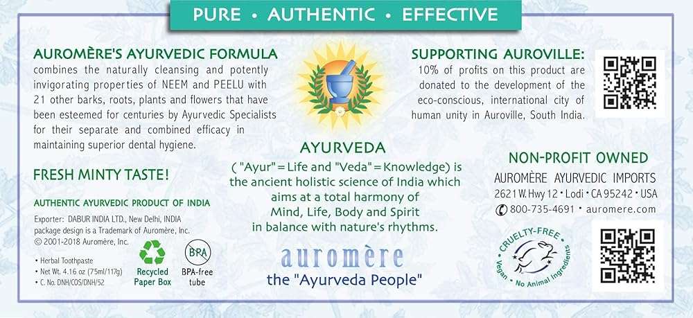 Auromere Ayurvedic Herbal Neem & Clove Toothpaste - All Natural Fluoride Free Toothpaste for Adults and Kids, Suitable for Sensitive Teeth, SLS-Free, Non GMO, Vegan, Cruelty-Free - 1 Pack - Image 2