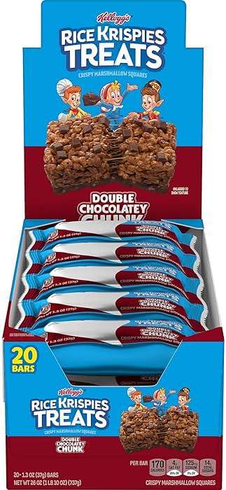 Rice Krispies Treats Crispy Marshmallow Squares, Kids Snacks, Cereal Bars, Double Chocolatey Chunk, 26oz Box (20 Bars) - Image 1