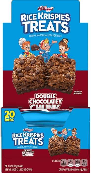 Rice Krispies Treats Crispy Marshmallow Squares, Kids Snacks, Cereal Bars, Double Chocolatey Chunk, 26oz Box (20 Bars) - Image 4