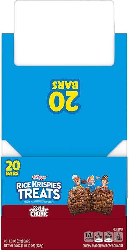Rice Krispies Treats Crispy Marshmallow Squares, Kids Snacks, Cereal Bars, Double Chocolatey Chunk, 26oz Box (20 Bars) - Image 5