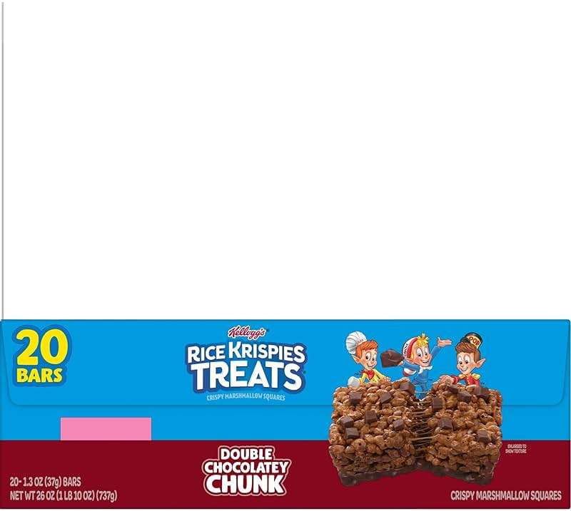Rice Krispies Treats Crispy Marshmallow Squares, Kids Snacks, Cereal Bars, Double Chocolatey Chunk, 26oz Box (20 Bars) - Image 6